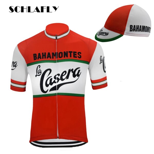 1973 España La Casera equipo hombre Retro ciclismo Jersey manga corta clásico rojo Jersey maillot ciclismo schlafly gorra de ciclismo