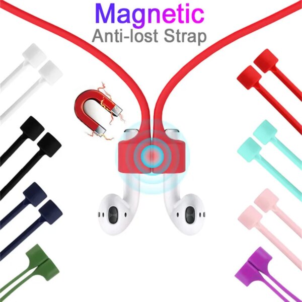 Correa magnética de silicona antipérdida para el cuello, cuerda para auriculares inalámbricos, accesorios para auriculares, 1 unidad