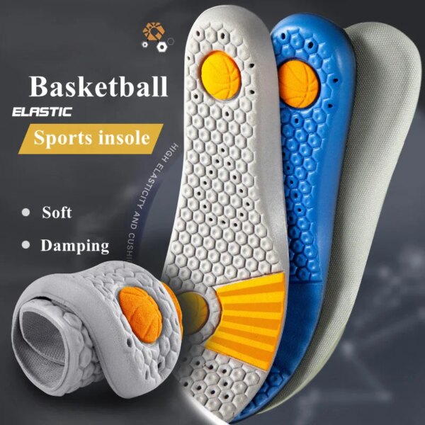 Plantillas deportivas de baloncesto para hombre y mujer, almohadillas suaves de PU para zapatos, absorción de sudor, transpirables, 1 par