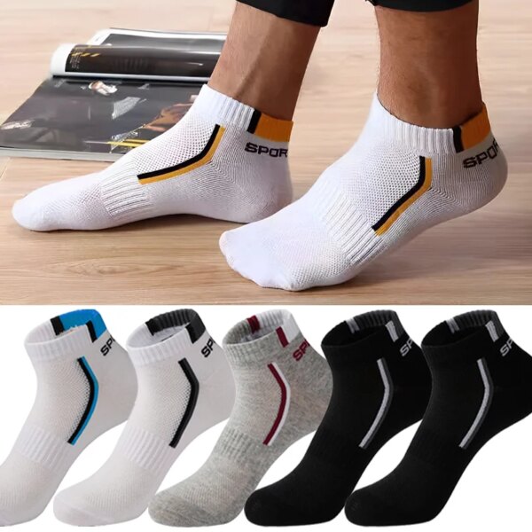 1 par de calcetines de hombre de malla transpirable calcetines deportivos de algodón calcetines cortos casuales verano absorber el sudor calcetines tobilleros de malla Casual atlético