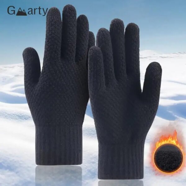 1 par de guantes antideslizantes Unisex para hombre y mujer, guantes cálidos de invierno tejidos para ciclismo al aire libre, guantes gruesos para clima frío