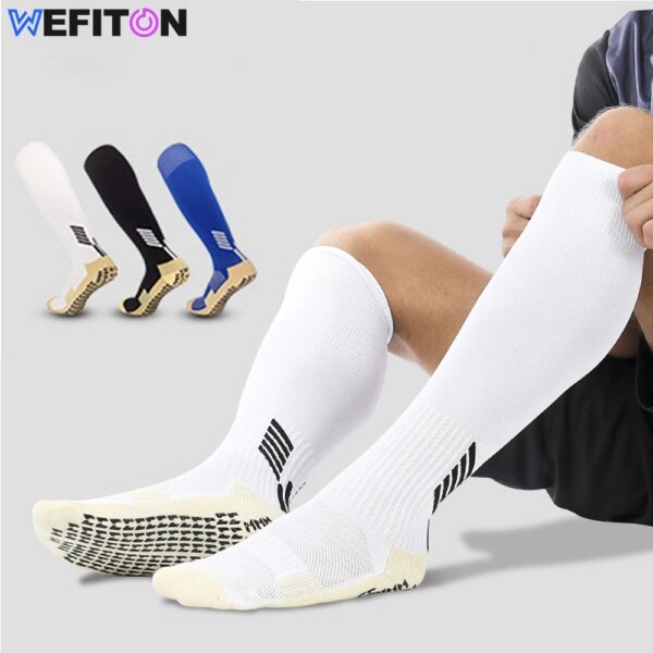 Calcetines de fútbol antideslizantes para adultos y niños, medias largas hasta la rodilla con parte inferior de toalla para ciclismo, deportes de senderismo, entrenamiento, 1 par