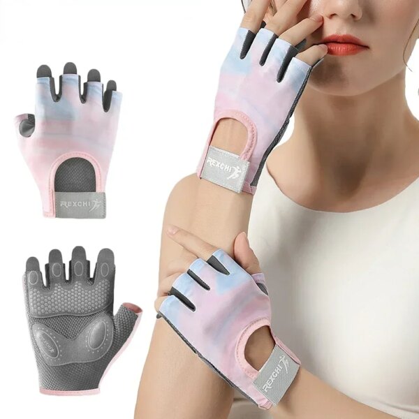 1 par de guantes de entrenamiento para gimnasio, ejercicios de elevación, Fitness, escalada, cinturón de muñeca transpirable, almohadilla de espuma amortiguadora, ropa suave para Crossfit en la palma