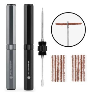 Juego de herramientas de reparación de neumáticos sin cámara para bicicleta, Mini tapón para neumático de bicicleta de montaña y carretera, taladro de parche de reparación plana, sellador de goma portátil, 1 Juego