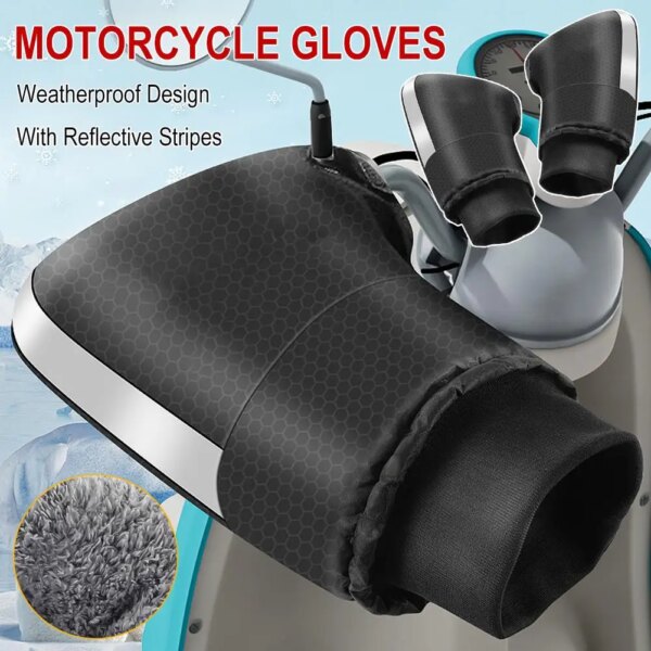 Guantes térmicos para manillar de motocicleta, manoplas impermeables para manillar de motocicleta, para invierno, para ciclismo, R8n5, 1 par