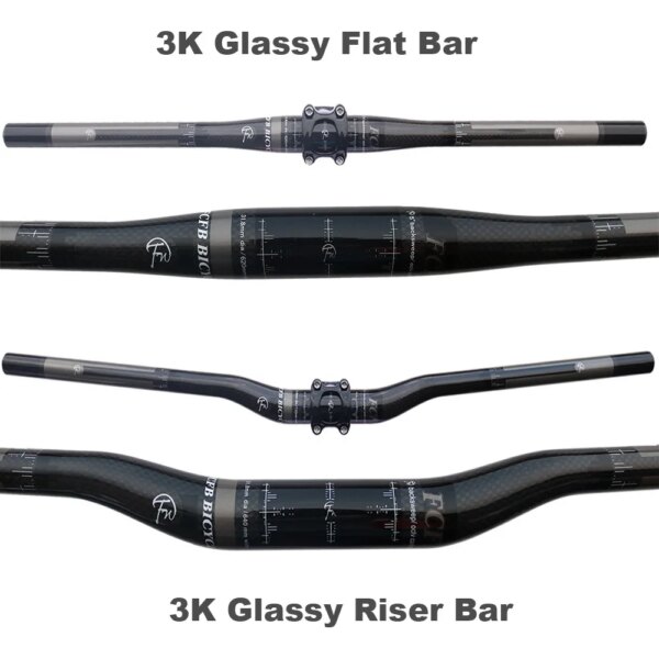 Manillar de fibra de carbono FCFB 3K Glassy T800 para bicicleta de montaña, 1 unidad