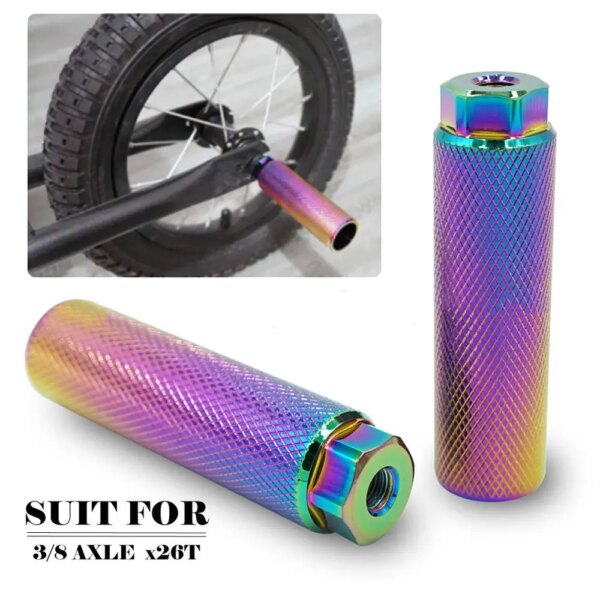 Clavija de aleación para acrobacias de pie, para bicicleta de montaña, Bmx, eje de 3/8 pulgadas, palanca de reposapiés, cilindro de agarre, clavijas de pie de eje antideslizantes, accesorios para bicicleta, 1 Uds.