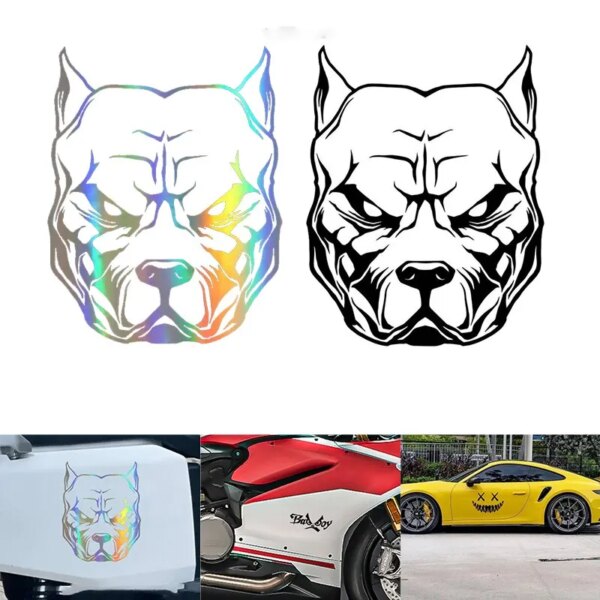 1 Uds., pegatina para casco y carrocería de motocicleta, pegatinas láser con logotipo de Badboy con sonrisa de perro arcoíris, pegatinas reflectantes para Moto y bicicleta