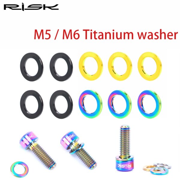Arandelas de pernos de titanio RISK M5 M6, 0,14g, tornillo ligero para bicicleta y motocicleta, arandela plana Ti, accesorios de protección de marco, 1 Uds.