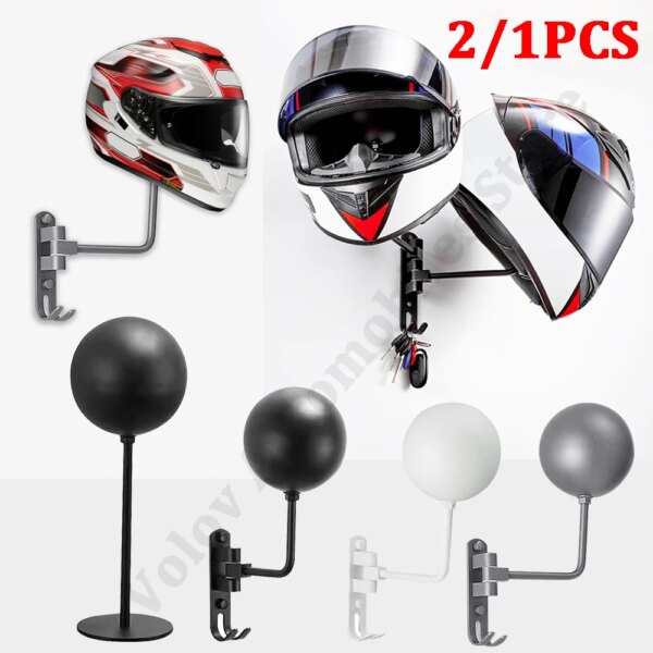 Estante de exhibición para casco de motocicleta montado en la pared, soporte de pie para casco de bicicleta, tapas de aluminio antioxidantes, soporte de almacenamiento para sombrero, 2/1 Uds.