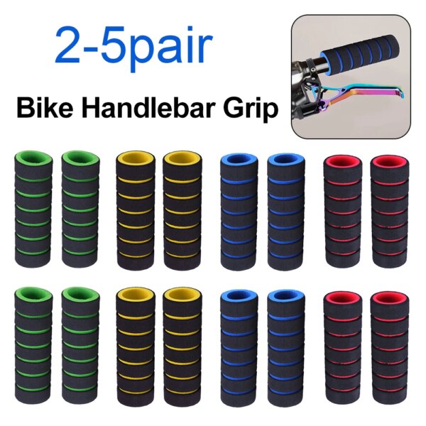 2-5 pares de mango de bicicleta de montaña, cubierta de agarre de esponja, manillar suave antideslizante, empuñaduras de extremo de barra de bicicleta, funda para accesorios de bicicleta