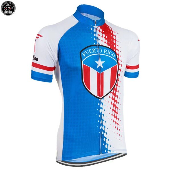 2018 nuevo azul clásico PUERTO RICO ROAD MOUNTAIN RACE pro Bike Team ciclismo Jersey transpirable personalizado JIASHUO