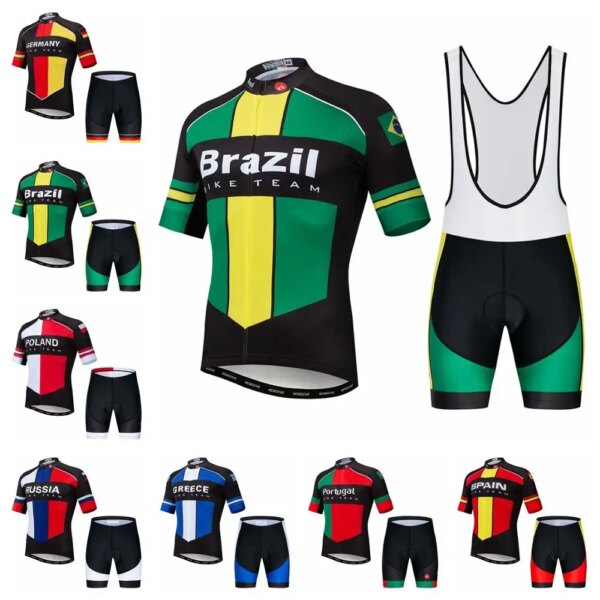 2019 conjuntos de camisetas de Ciclismo de Brasil, camiseta de bicicleta para hombre, pantalones cortos, traje, ropa de montaña, camisas, equipo Maillot, Ciclismo, montaña, carretera, Tops