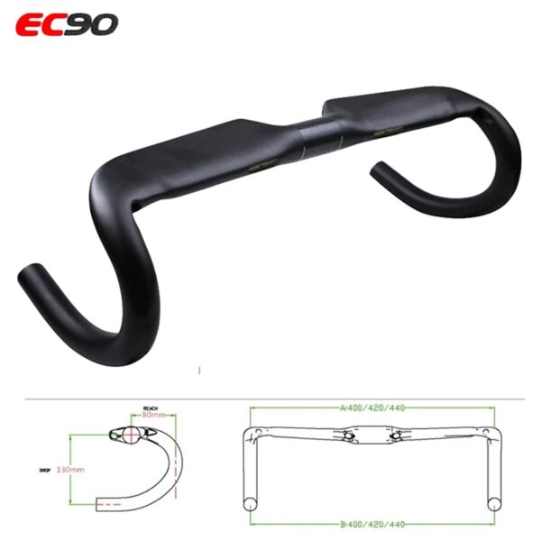 Manillar de carbono EC90 2020, barra de caída para bicicleta de carretera, manillar de bicicleta de carretera 31,8 MM 400/420/440, pieza de bicicleta