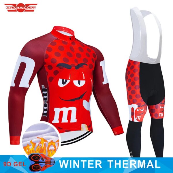 Ropa de Ciclismo de invierno para hombre, conjunto de pantalones 9D, Ropa de bicicleta roja, chaqueta térmica de lana para Ciclismo, 2020