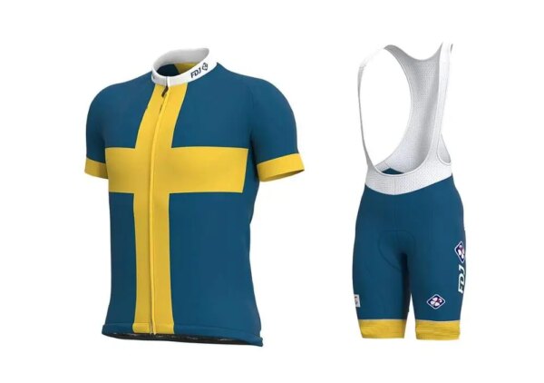 2020 GROUPAMA FDJ TEAM Suecia, Jersey de Ciclismo para hombre, Ropa de bicicleta de manga corta con pantalones cortos con pechera, Ropa de Ciclismo