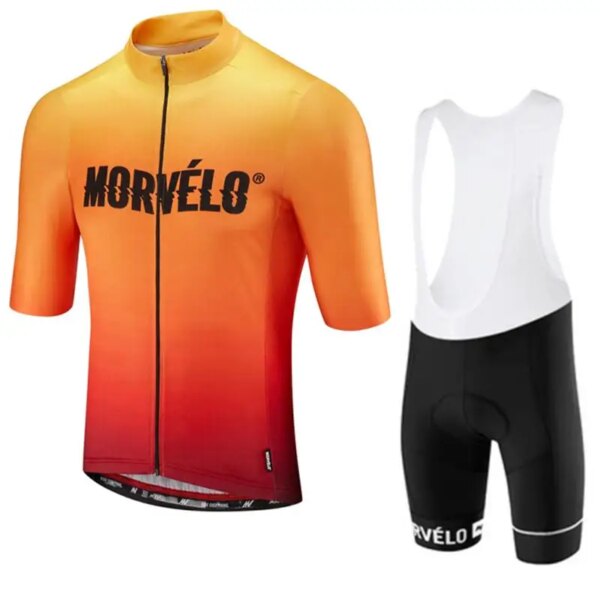 Conjunto de Ropa de Ciclismo Morvelo, Jersey de manga corta y pantalones cortos con pechera, Ropa de Ciclismo de montaña, novedad de 2020