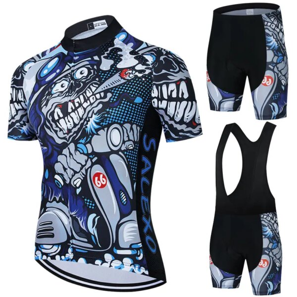 Conjunto de Jersey de Ciclismo para hombre, Ropa de Ciclismo de manga corta para ciclismo de montaña, conducción al aire libre, uniforme de bicicleta de triatlón, verano 2021