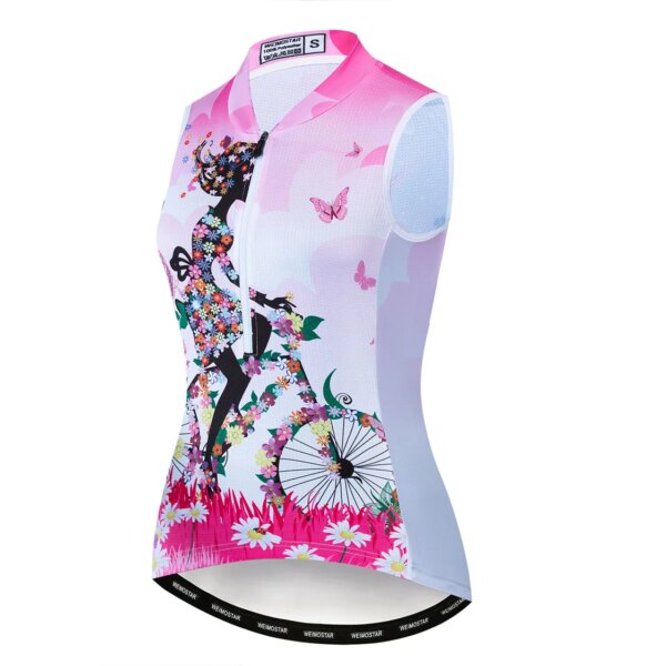 Camiseta de Ciclismo para mujer, camiseta femenina para bicicleta de montaña o de carretera, sin mangas, con media cremallera, top rosa para Ciclismo, verano 2021