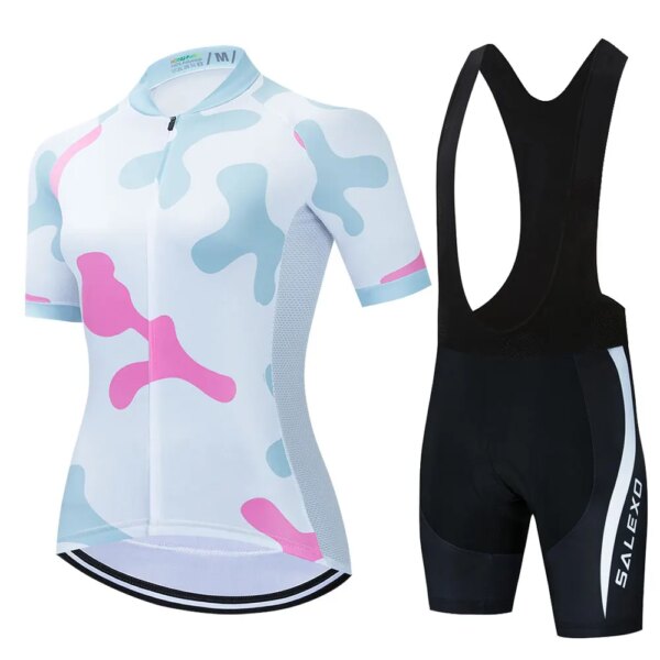 Conjunto de pechera y camiseta para bicicleta para mujer, ropa de secado rápido para bicicleta, conjunto de Jersey para ciclismo, 2021