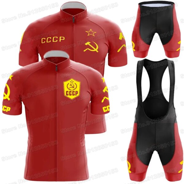 Conjunto de Jersey de ciclismo del equipo CCCP para hombre, ropa de ciclismo de la URSS, traje de camisa para bicicleta de carretera, pantalones cortos con pechera, Maillot y Culotte de montaña, verano 2022