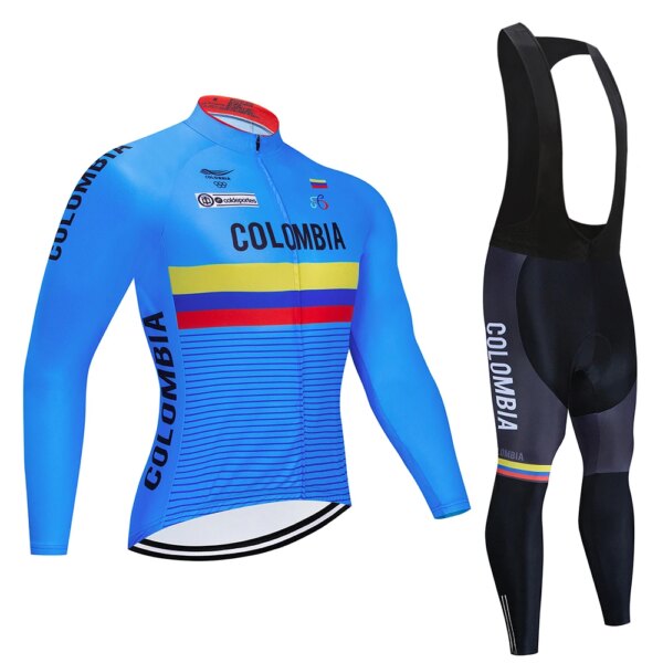 Camiseta de ciclismo del equipo profesional de Colombia para hombre, conjunto de babero 19D, uniforme de bicicleta de montaña, ropa transpirable para bicicleta, ropa larga de ciclismo, 2022