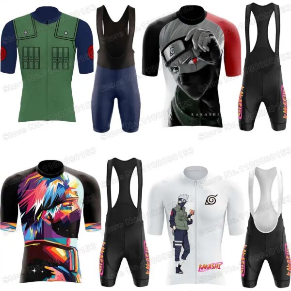 Conjunto de Jersey de ciclismo Kakashi para hombre, ropa de ciclismo de dibujos animados japoneses de Anime, camisa para bicicleta de carretera, traje, pantalones cortos con pechera para bicicleta de montaña, 2022