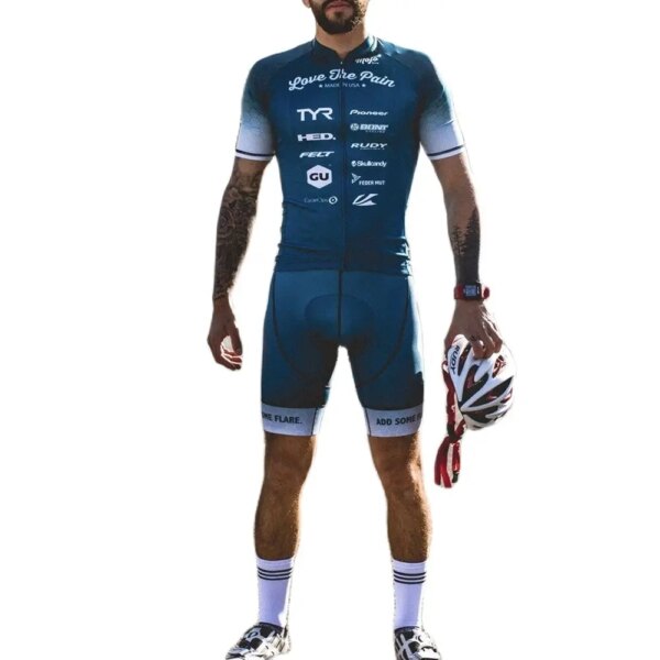 Conjunto de camiseta de ciclismo Love The Pain para hombre, conjunto de pantalones cortos con pechera 9D, camisetas profesionales de secado rápido para ciclismo de montaña y carretera, 2022