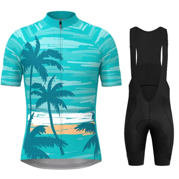 Conjunto de Jersey de ciclismo hawaiano para hombre, ropa de ciclismo profesional de secado rápido, camiseta de ciclismo con mangas, pechera corta con almohadilla de Gel, novedad de 2022