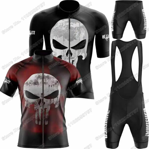 Conjunto de Jersey de ciclismo con calavera Popular para hombre, ropa de ciclismo de Punisher, camiseta de bicicleta de carretera, traje, pantalones para bicicleta de montaña, ropa deportiva Popular, 2022