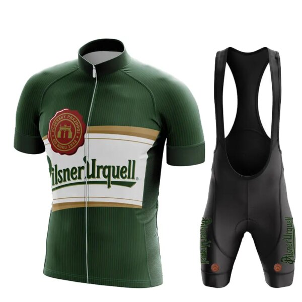 Ropa de ciclismo para hombre, traje de ciclismo de manga corta checa de secado rápido, color verde, a rayas pequeñas, verano 2022