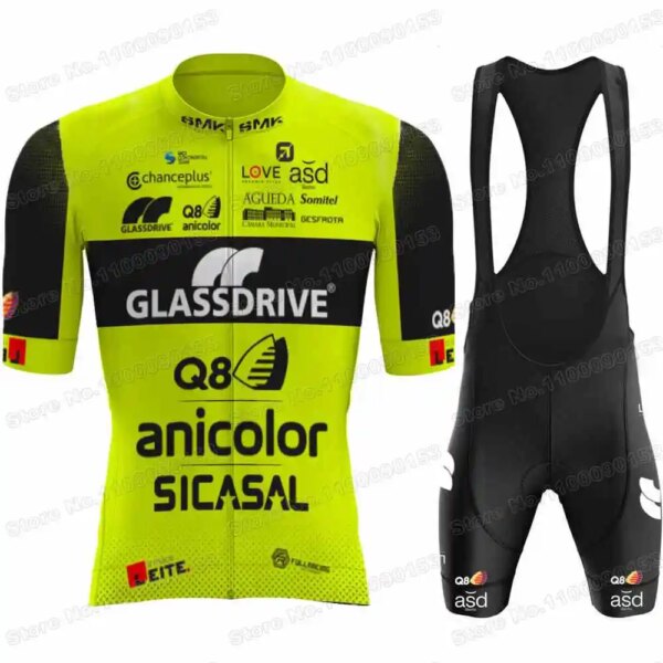 Conjunto de Jersey de ciclismo del equipo Q8, ropa de ciclismo CLASSDRIVE, camisetas de bicicleta de carretera Sicasal, traje de verano, pantalones cortos con pechera para bicicleta de montaña, 2022