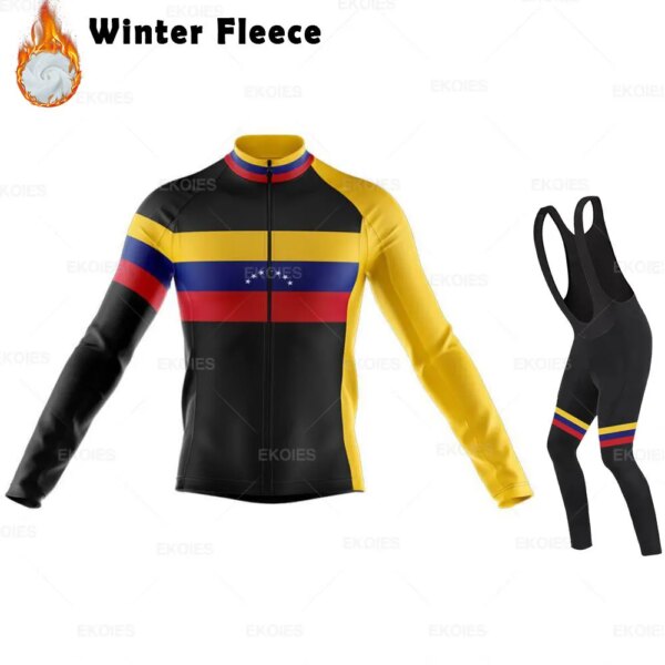 Conjunto de Jersey de Ciclismo del equipo de Venezuela para hombre, Conjunto de Ropa de bicicleta cálida de manga larga, Maillot, uniforme de Ciclismo de montaña, invierno, 2022