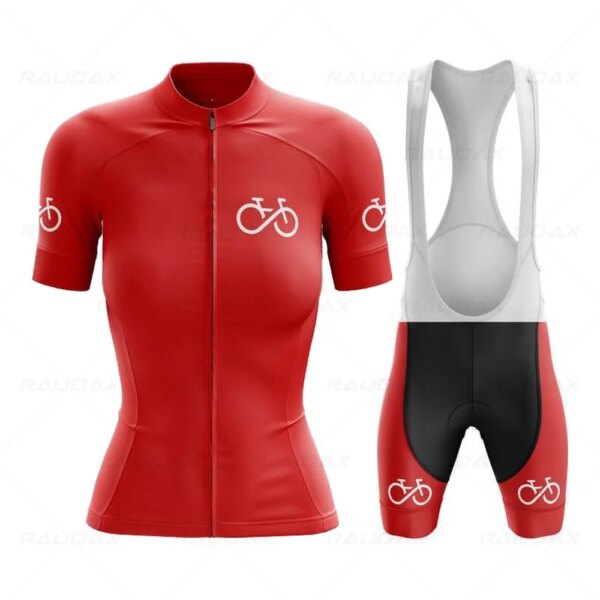 Camisetas de Ciclismo transpirables para mujer, ropa de Ciclismo roja para niña, conjunto de pantalones cortos con pechera de manga corta para verano, 2022