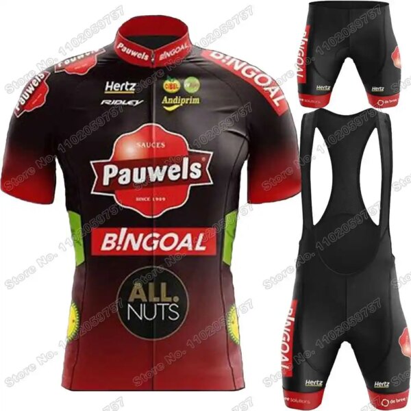 Conjunto de Jersey de ciclismo BINGOAL, ropa de ciclismo Pauwels Sauces, Kits para hombre, camisetas para bicicleta de carretera, traje, pantalones cortos con pechera para bicicleta, 2023