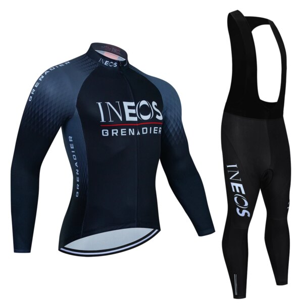 2023 Conjunto de Jersey de ciclismo negro INEOS Grenadier, ropa de bicicleta de otoño, pantalones de carretera de manga larga, traje de bicicleta MTB Maillot Culotte