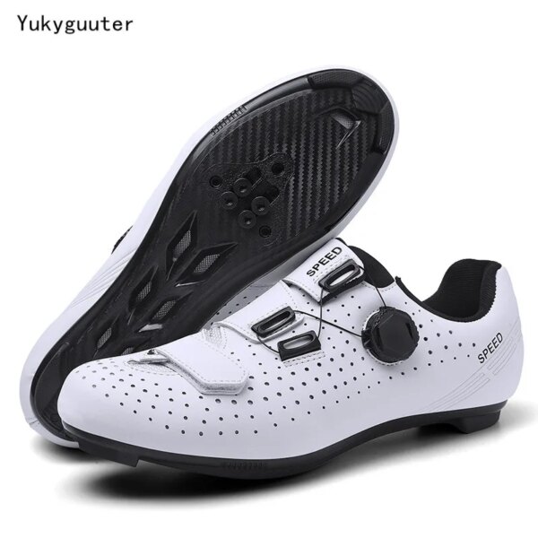 Zapatillas de ciclismo con tacos para hombre y mujer, calzado deportivo de carbono para bicicleta de montaña, SPD, calzado de Ciclismo de Carretera, 2023