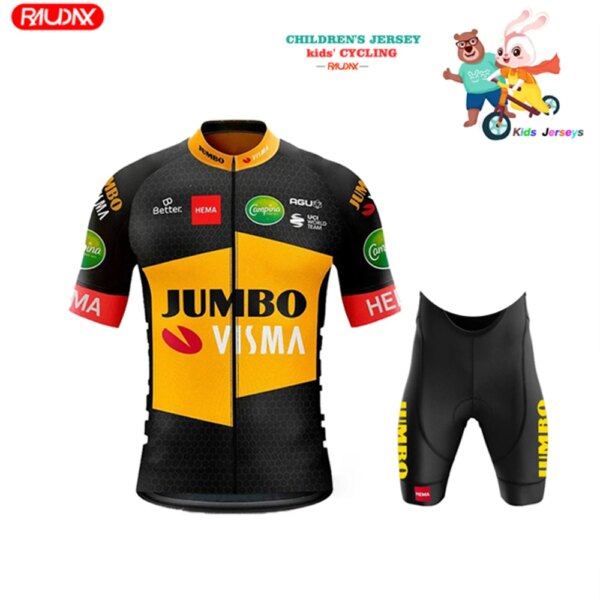 Ropa de ciclismo de alta calidad para niños, traje de pantalones cortos, Jersey de verano para niños y niñas, conjunto de Jersey de manga corta, ropa de ciclismo para niños 2023