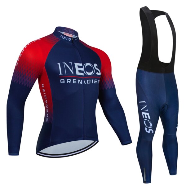 INEOS-Conjunto de Jersey de Ciclismo de manga larga, pantalones con pechera, Ropa de bicicleta de montaña, uniforme, 2023