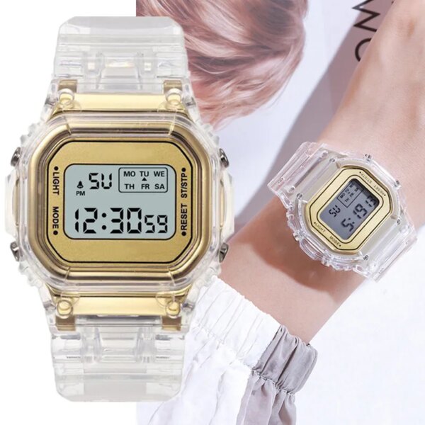 Relojes dorados de lujo 2023, reloj Digital para mujer, reloj de pulsera electrónico LED, reloj luminoso para mujer, reloj para mujer