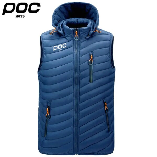 Chalecos sin mangas para hombre, chaleco liso con capucha, chaquetas de ciclismo para Moto POC, chaleco informal con bolsillos, chaqueta a prueba de viento, invierno, 2023