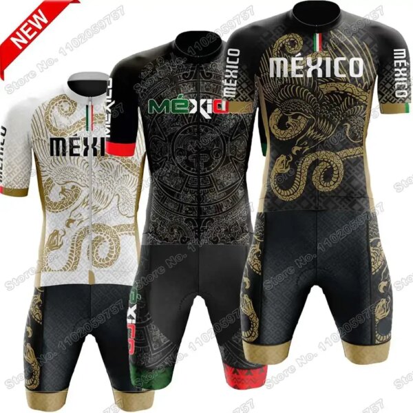 Conjunto de Jersey de Ciclismo de México para hombre, Ropa de Ciclismo de verano, camisetas para bicicleta de carretera, traje, pantalones cortos con pechera, Maillot de montaña, 2023