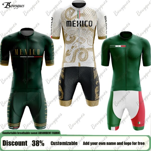 Conjunto de Jersey de Ciclismo de manga corta para hombre, pantalones cortos con pechera, Ropa de Ciclismo de montaña, uniforme, Nuevo México, 2023