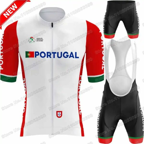 Conjunto de Jersey de ciclismo de Portugal para hombre, ropa de ciclismo del equipo nacional portugués, camisetas para bicicleta de carretera, traje, pantalones cortos con pechera para bicicleta de montaña, 2023