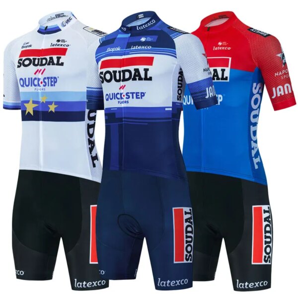 Trajes de Ciclismo del equipo Quick Step para hombre, Ropa de bicicleta de carretera, conjuntos de pantalones cortos con pechera, Jersey de bicicleta de montaña, Kit de Ropa, 2023