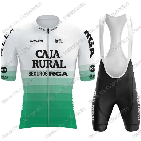 Conjunto de Jersey de ciclismo del equipo Caja Rural para hombre, ropa de ciclismo de verano, camisetas para bicicleta de carretera, traje, pantalones cortos con pechera, Maillot de montaña, 2023