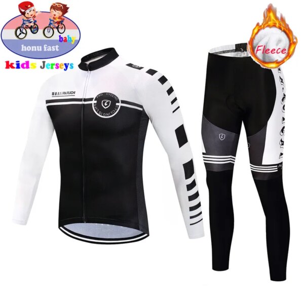 Conjuntos de Jersey de Ciclismo para niños, Ropa térmica de lana a la moda para niño/niña, Ropa de Ciclismo de manga larga, Kit de Ciclismo de montaña, invierno 2023