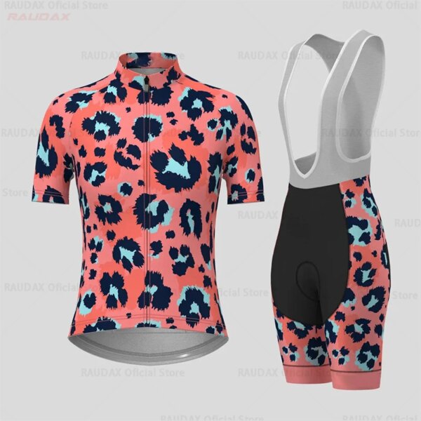 Conjuntos de ropa para mujer, Jersey de ciclismo con estampado de leopardo, pantalones cortos de ciclismo de verano, ropa para mujer, conjunto de bicicleta de montaña, ropa deportiva 2023