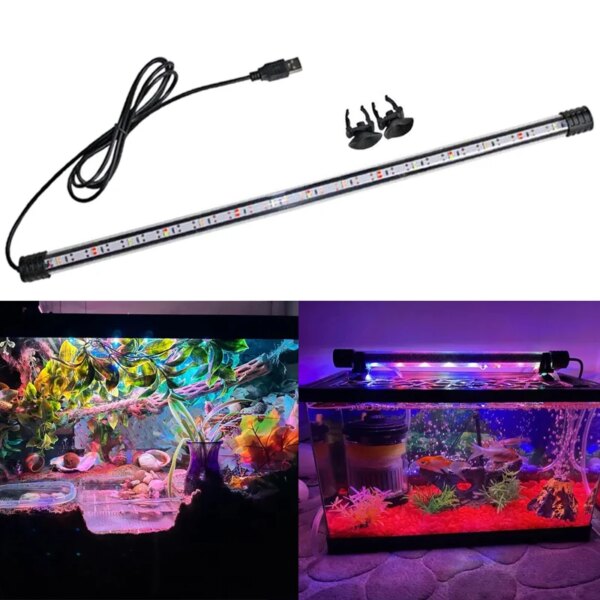 2024 18-48CM USB Luz de acuario LED impermeable pecera Clip luz decoración subacuática iluminación lámpara sumergible lámpara de cultivo de plantas