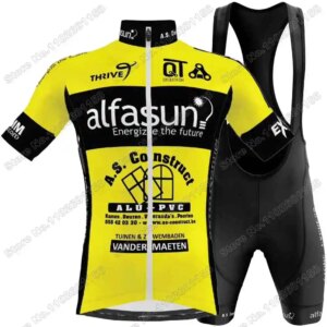 Alfasun-AS Construct-Conjunto de Jersey para equipo de ciclismo, ropa de ciclismo de verano para hombre, camisa para bicicleta de carretera, traje, pantalones cortos con pechera para bicicleta de montaña, 2024